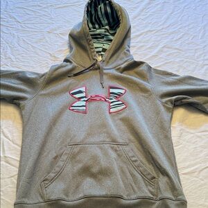 Under Armour Gray Hoodie with Pink and Blue Accents